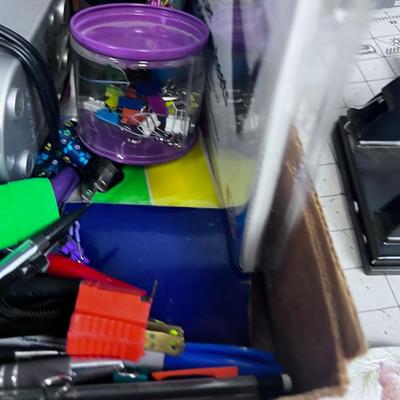 Large Lot of Office Supplies: Pens, Pencil, Paper Clips, Sharpener etc.