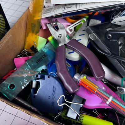 Large Lot of Office Supplies: Pens, Pencil, Paper Clips, Sharpener etc.