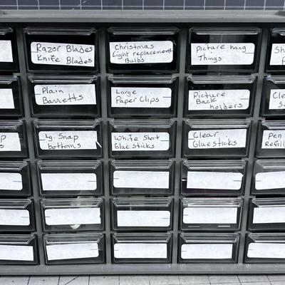 Parts Holder Bin with Small Parts and Stuff 