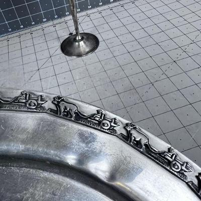 Pewter Platter and Silver Goblet