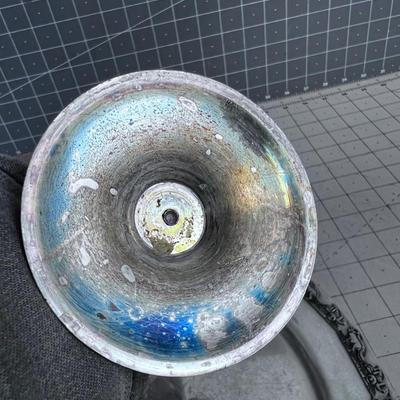 Pewter Platter and Silver Goblet