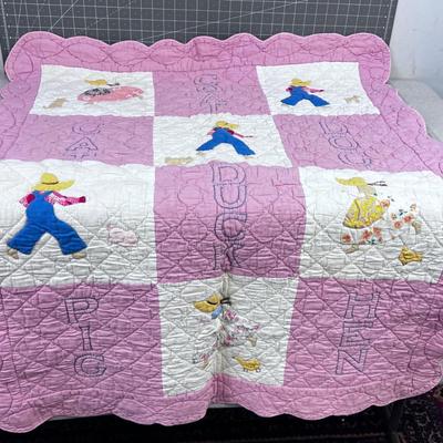 VINTAGE Baby Quilt Hand Crafted