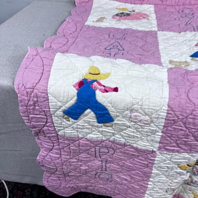 VINTAGE Baby Quilt Hand Crafted