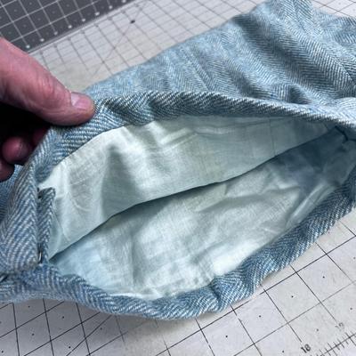 VINTAGE Outfit: Skirt & Vest Blue Herringbone Size 23" Waist