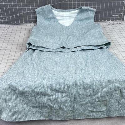 VINTAGE Outfit: Skirt & Vest Blue Herringbone Size 23" Waist