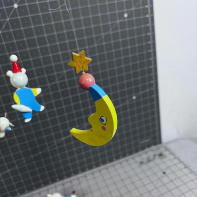 Hey Diddle Diddle,  Vintage Cow Jumped over the Moon, Wood Baby Mobile 