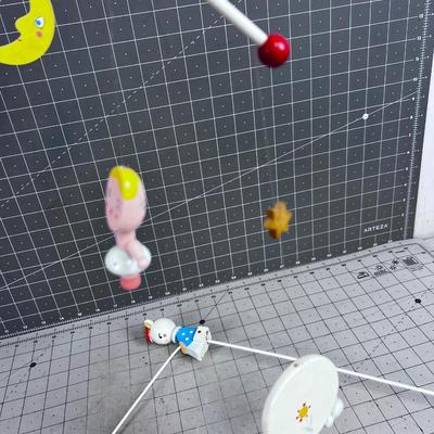 Hey Diddle Diddle,  Vintage Cow Jumped over the Moon, Wood Baby Mobile 