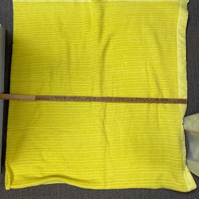 Bright Yellow Blanket vintage waffle pattered knit material 70's