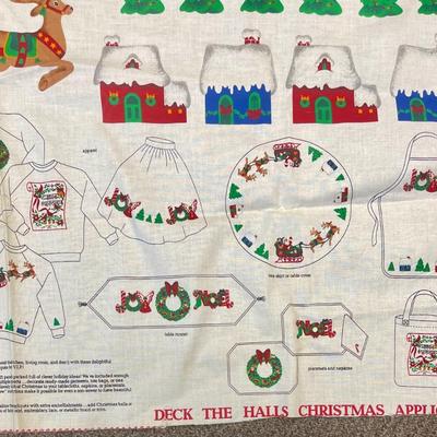Sewing Craft Panel Christmas Cottages, Reindeer, Wreathes, Trees Cut out appliques