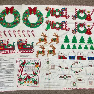 Sewing Craft Panel Christmas Cottages, Reindeer, Wreathes, Trees Cut out appliques