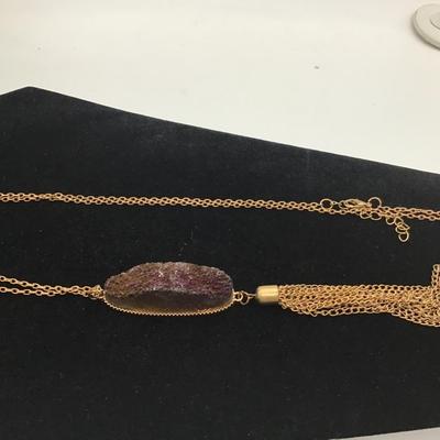 Long tassel necklace with stone