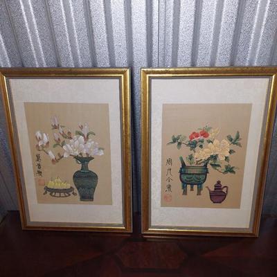 Pair of 2 Asian pictures lot 2