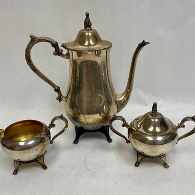 Coffee Pot with cream and sugar Silver-plate