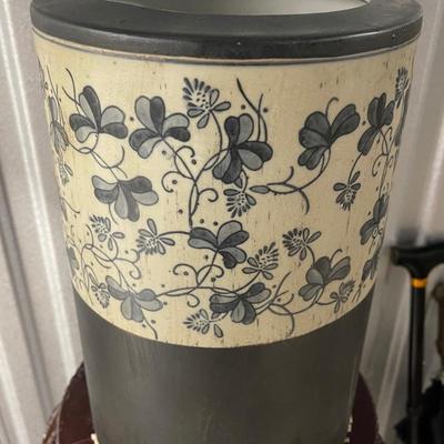 Antique black and floral vase