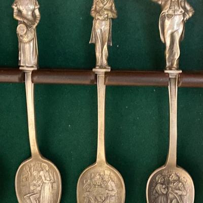 Set of Franklin Mint Limited Edition A Christmas Carol Collectible Pewter Spoons