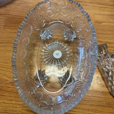Crystal Salad Bowl w/ fork and spoon