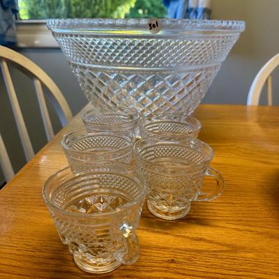 Crystal Punch Bowl and cups