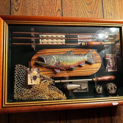 Flyfishing for rainbow trout diorama/shadowbox.