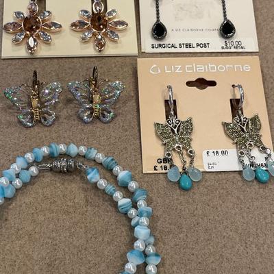 2 pairs butterfly earrings & more