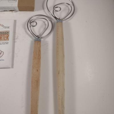 Bread Baking Utensils- Danish Dough Whisks, Lame, and Sourdough Starter
