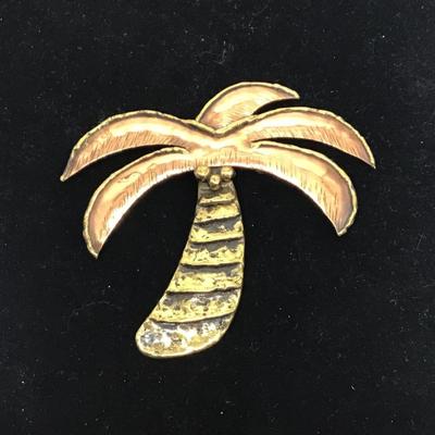 Vintage Gold Tone Palm Tree Brooch/Pin