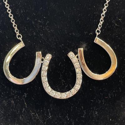 Fun horseshoe necklace and nine pairs of silver hoops