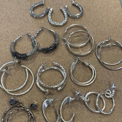 Fun horseshoe necklace and nine pairs of silver hoops
