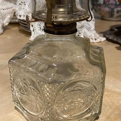 Vintage Lamp Light Farms "Horse and Buggy" Hurricane Lamp