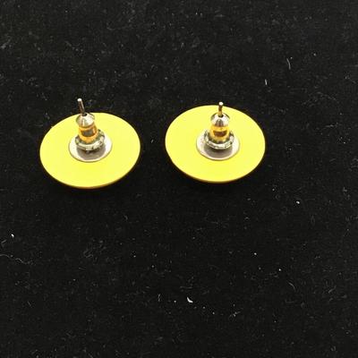 Yellow wooded earrings