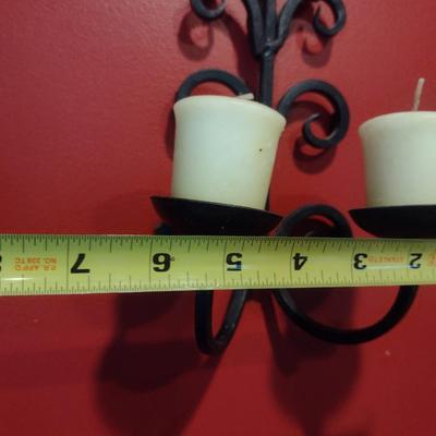 Pair of Cast Metal, Scroll Design Wall Mounted Candle Holders