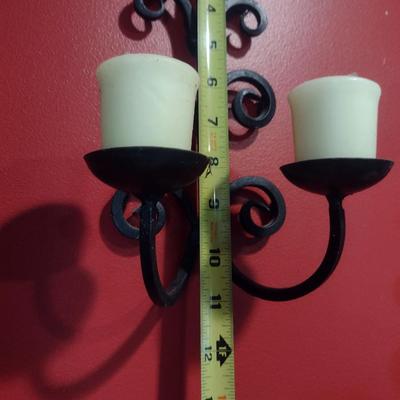 Pair of Cast Metal, Scroll Design Wall Mounted Candle Holders