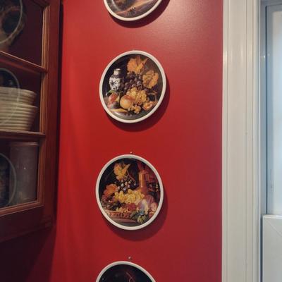 Set of Four Grape Design Decorative Plates