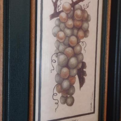 Pair of Framed Grape Theme Kitchen Art Prints by Martha Hinson