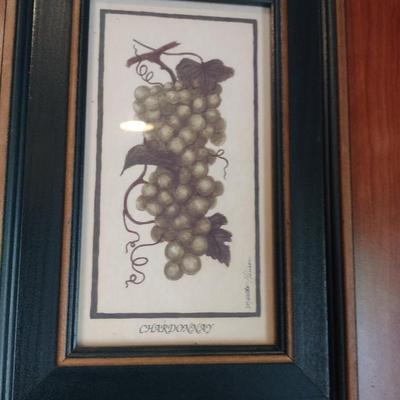 Pair of Framed Grape Theme Kitchen Art Prints by Martha Hinson
