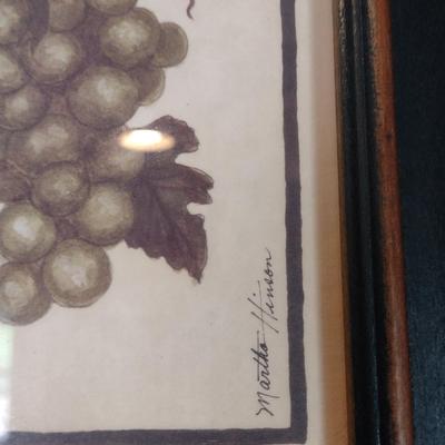 Pair of Framed Grape Theme Kitchen Art Prints by Martha Hinson