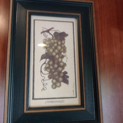Pair of Framed Grape Theme Kitchen Art Prints by Martha Hinson