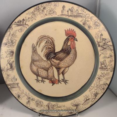 Set of Three Rooster and Chicken Design Decorative Plates