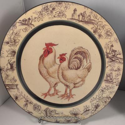 Set of Three Rooster and Chicken Design Decorative Plates
