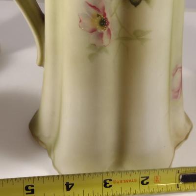 Antique Nippon Hand Painted Chocolate Pot with Eleven Cups