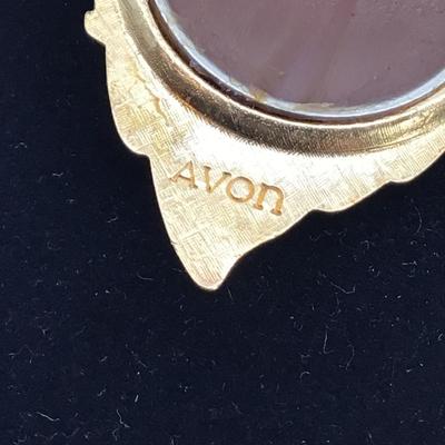 Avon Leaf perfume Brooch gold tone metal Vintage Locket Pin