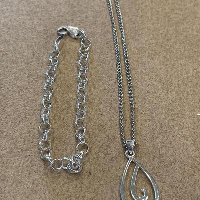 Sterling stamped pendant and bracelet