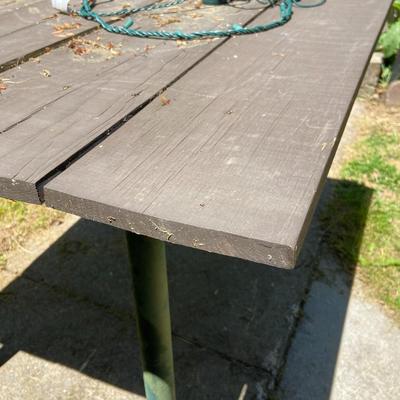 Wood and Metal Patio Table with Umbrella