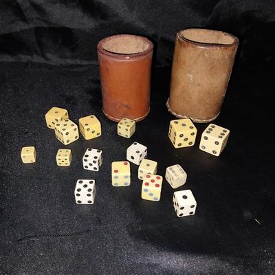 VINTAGE DICE WITH LEATHER SHAKERS-BUDWEISER FLIGHT DARTS AND WOODEN SIGN -DAR