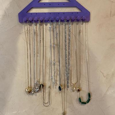 Jewelry hanger with necklaces