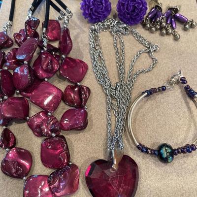 Purple jewelry items