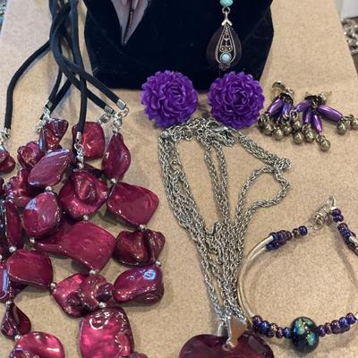 Purple jewelry items
