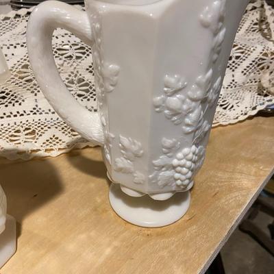 Vintage Milk Glass Pitchers and Vase