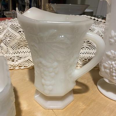 Vintage Milk Glass Pitchers and Vase