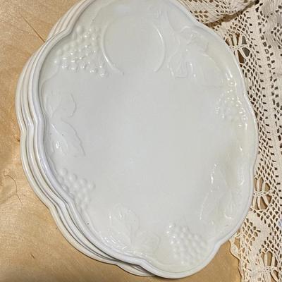 Colony Harvest Milk Glass Sandwich Dishes and Platter Lot of 11