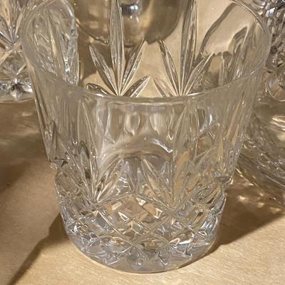 Cut Glass Rocks Glasses, Coupe Glasses, and Butter Dish